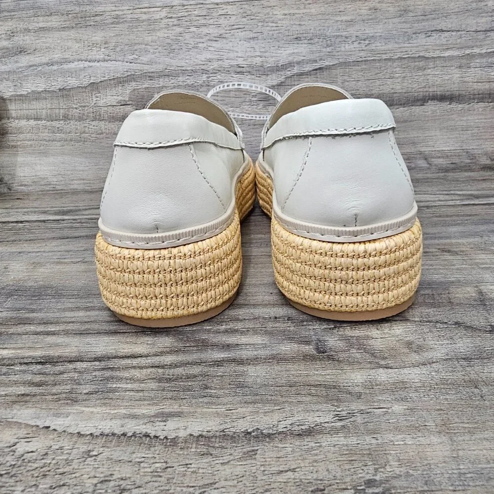 Dolce Vita Ranna Loafer New Espadrille Platform Ivory Leather Slip On Shoe